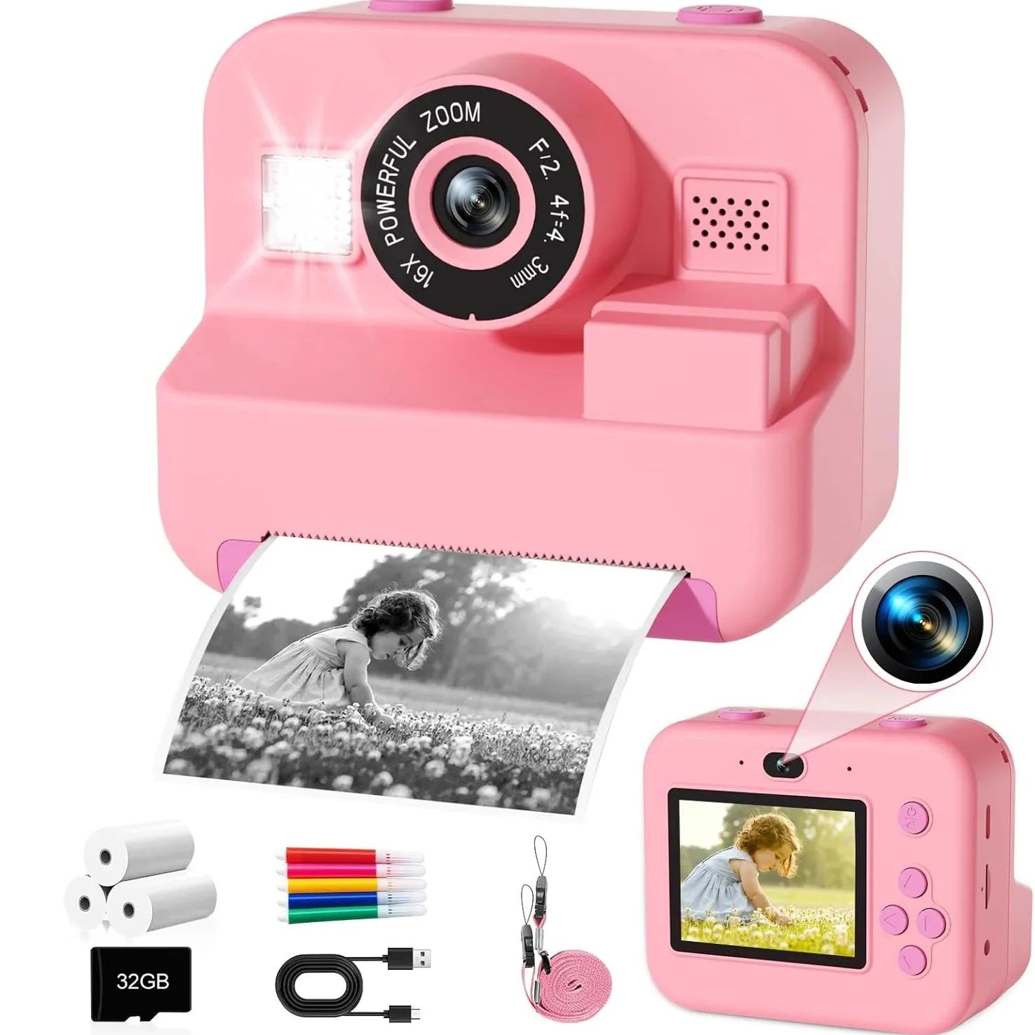 NewInstant 인쇄 카메라 32G 카드 열 사진  - Photography And Videography 리뷰 및 가격